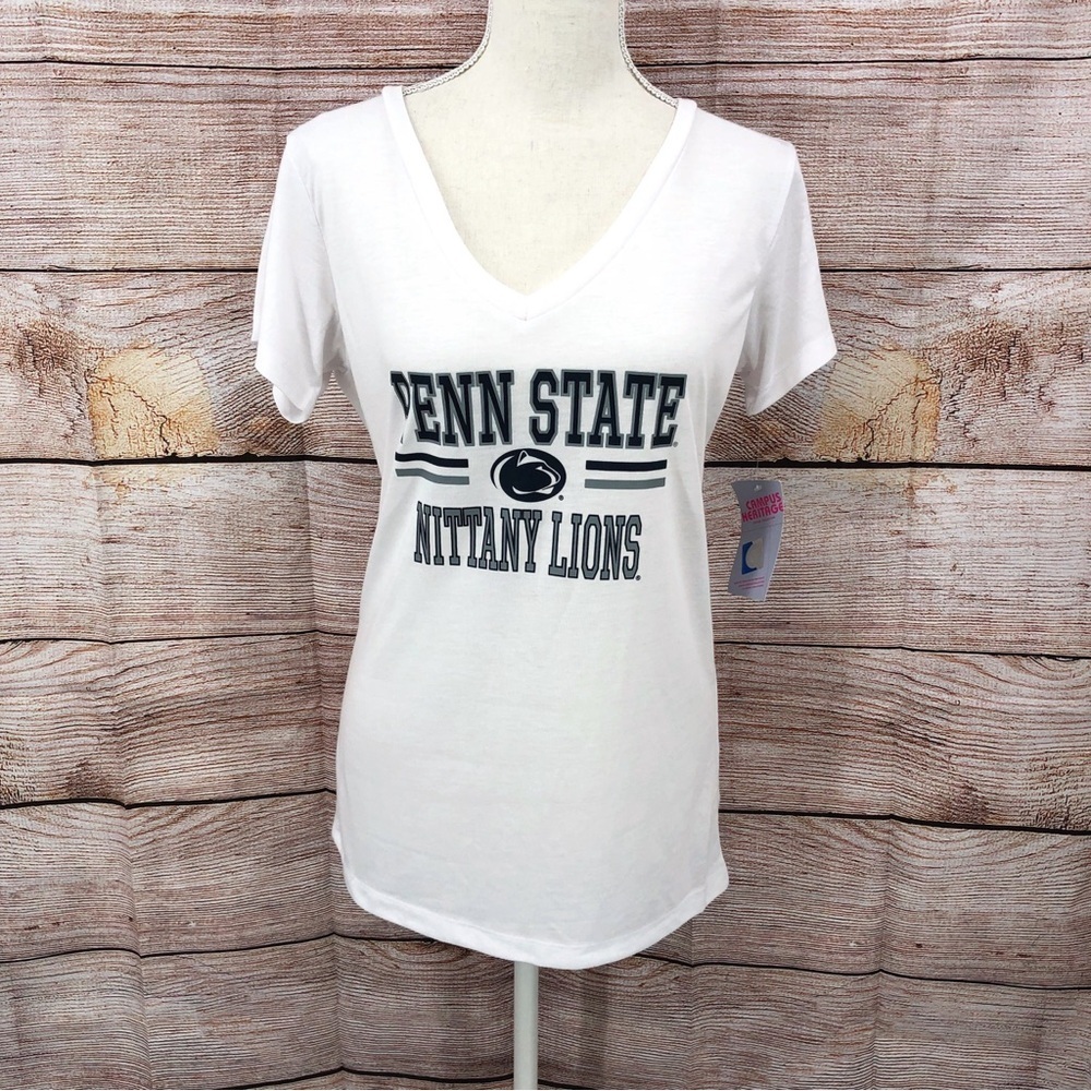NWT Campus Heritage White V-Neck Penn State University T-Shirt Size L